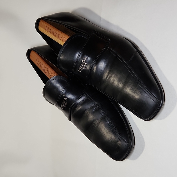 Prada Other - PRADA Men's Black Leather Slip-on Loafer Driving shoes Sz 9.5